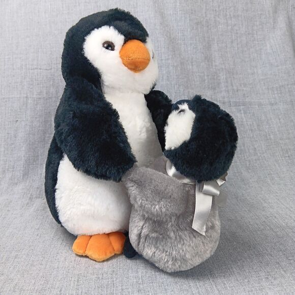 The Bearington Collection Penguin Pair Mom and Baby 10in Plush Stuffed Animal - Picture 2 of 11